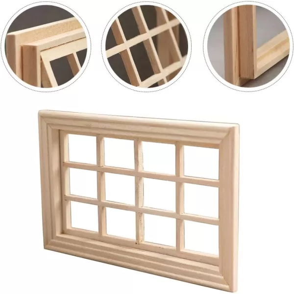 Toyvian Dollhouse Miniature Wood Figurines Dollhouse Accessories 1 12 Scale Wooden Dollhouse Furniture Window Frame Mini