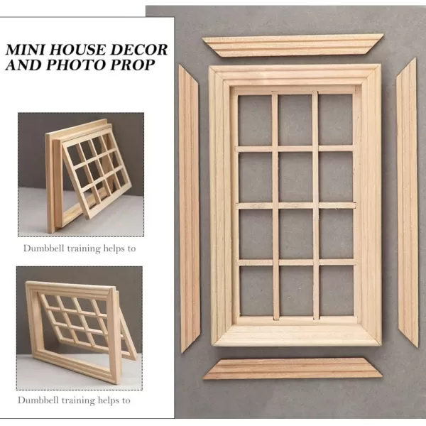 Toyvian Dollhouse Miniature Wood Figurines Dollhouse Accessories 1 12 Scale Wooden Dollhouse Furniture Window Frame Mini