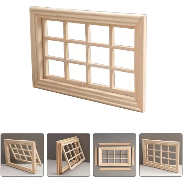 Toyvian Dollhouse Miniature Wood Figurines Dollhouse Accessories 1 12 Scale Wooden Dollhouse Furniture Window Frame Mini