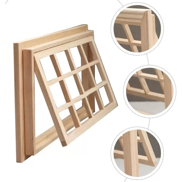 Toyvian Dollhouse Miniature Wood Figurines Dollhouse Accessories 1 12 Scale Wooden Dollhouse Furniture Window Frame Mini