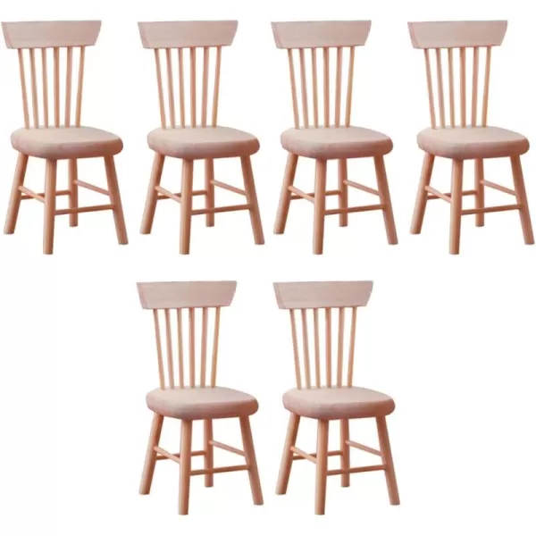 Toyvian 6 pcs 1 12 Scale Dollhouse Chairs Mini Wood Chair Miniature Furniture Photograph Layout Props for Dollhouse Lanscape Garden