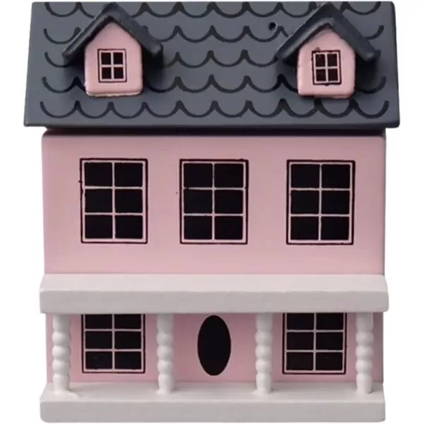 Toyvian Dollhouse Miniature House Christmas Village Houses Wooden Dollhouse kit Toy House Model Tiny WoodenPink