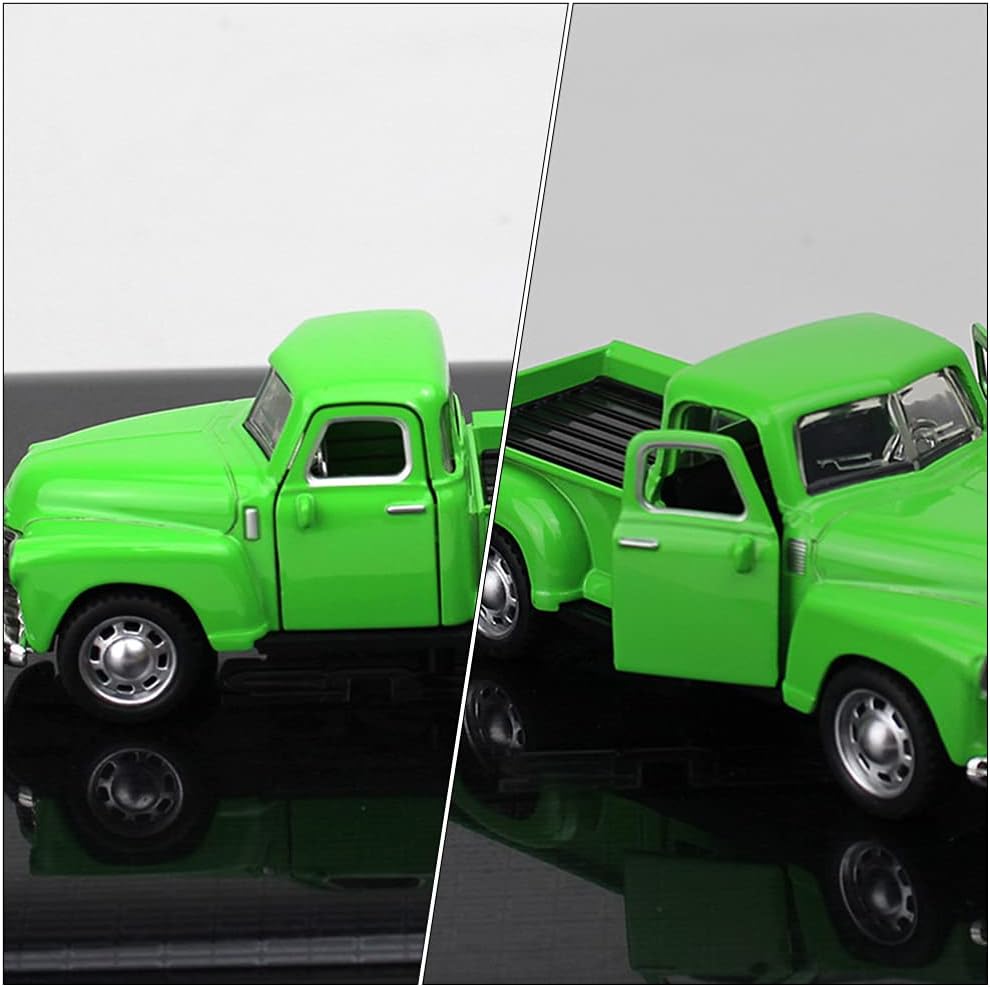 Diecast Model Cars Toy Alloy Stepside Pickup Truck Model Collection Metal Classic Vintage Old Fashioned Tabletop Truck Figurine Decoration for Home Car Office Kids Sky BlueGreen