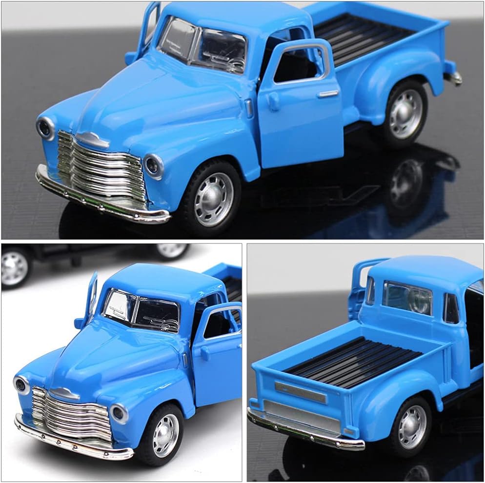 Diecast Model Cars Toy Alloy Stepside Pickup Truck Model Collection Metal Classic Vintage Old Fashioned Tabletop Truck Figurine Decoration for Home Car Office Kids Sky BlueSkyblue