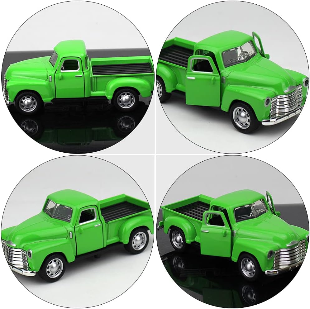 Diecast Model Cars Toy Alloy Stepside Pickup Truck Model Collection Metal Classic Vintage Old Fashioned Tabletop Truck Figurine Decoration for Home Car Office Kids Sky BlueGreen