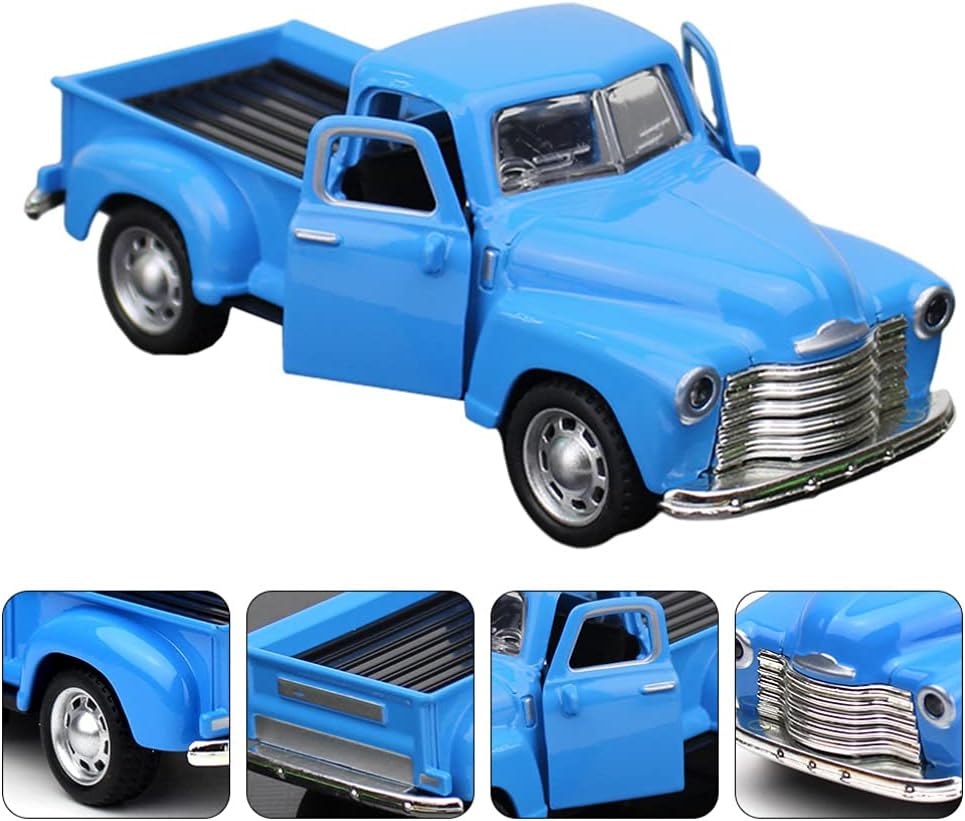 Diecast Model Cars Toy Alloy Stepside Pickup Truck Model Collection Metal Classic Vintage Old Fashioned Tabletop Truck Figurine Decoration for Home Car Office Kids Sky BlueSkyblue