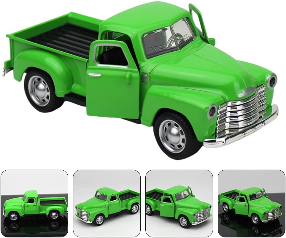 Diecast Model Cars Toy Alloy Stepside Pickup Truck Model Collection Metal Classic Vintage Old Fashioned Tabletop Truck Figurine Decoration for Home Car Office Kids Sky BlueGreen