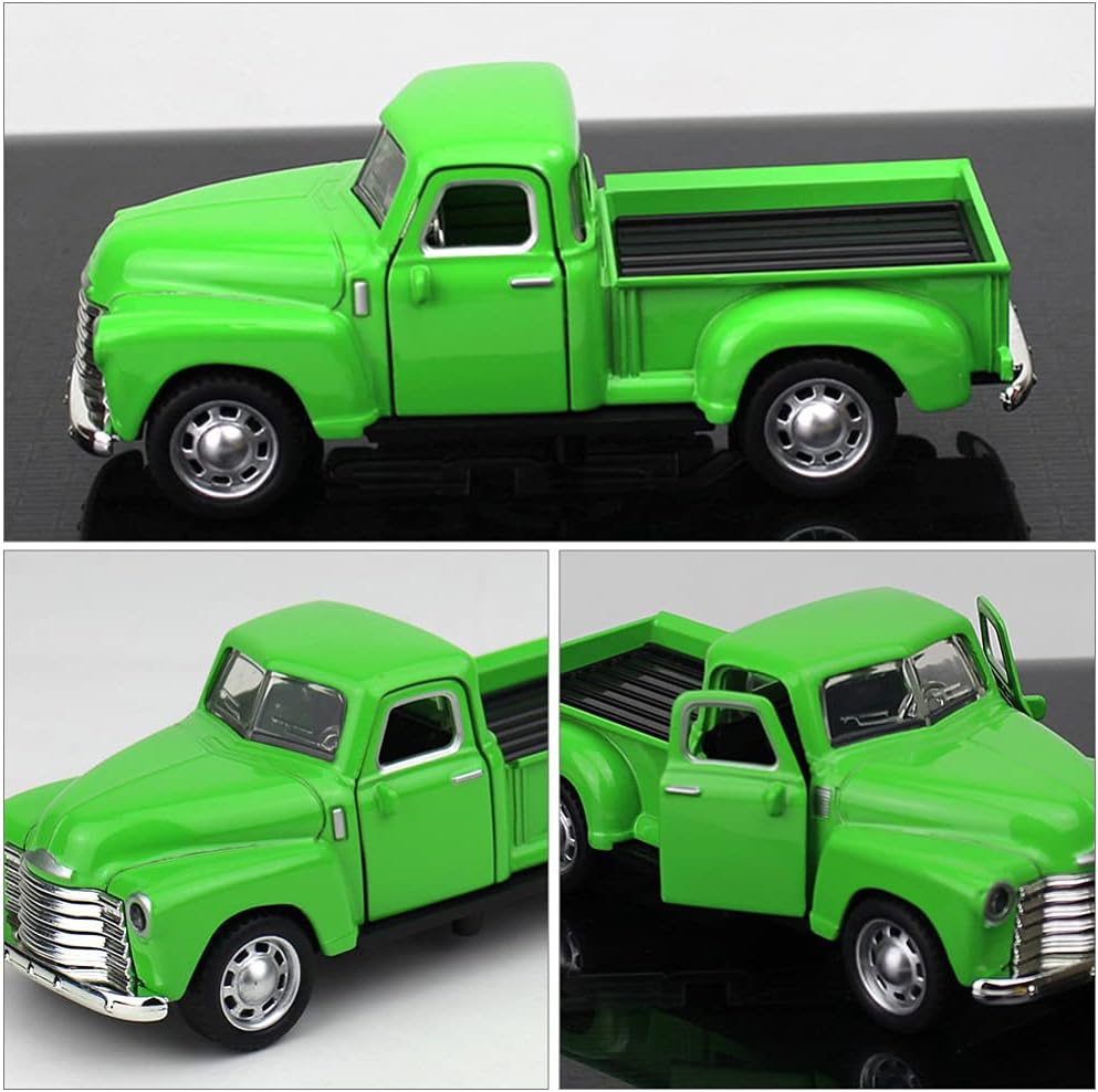 Diecast Model Cars Toy Alloy Stepside Pickup Truck Model Collection Metal Classic Vintage Old Fashioned Tabletop Truck Figurine Decoration for Home Car Office Kids Sky BlueGreen