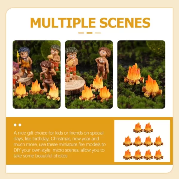 10Pcs Miniature Campfire Dollhouse Fire Ornament Decor Model Fire Model Handicraft Fake Fire Pretend Toy Resin Bonfire Model Miniature Decoration