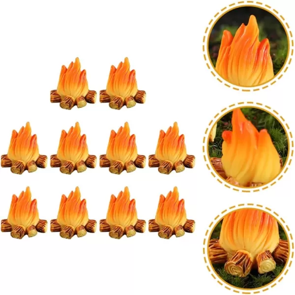 10Pcs Miniature Campfire Dollhouse Fire Ornament Decor Model Fire Model Handicraft Fake Fire Pretend Toy Resin Bonfire Model Miniature Decoration