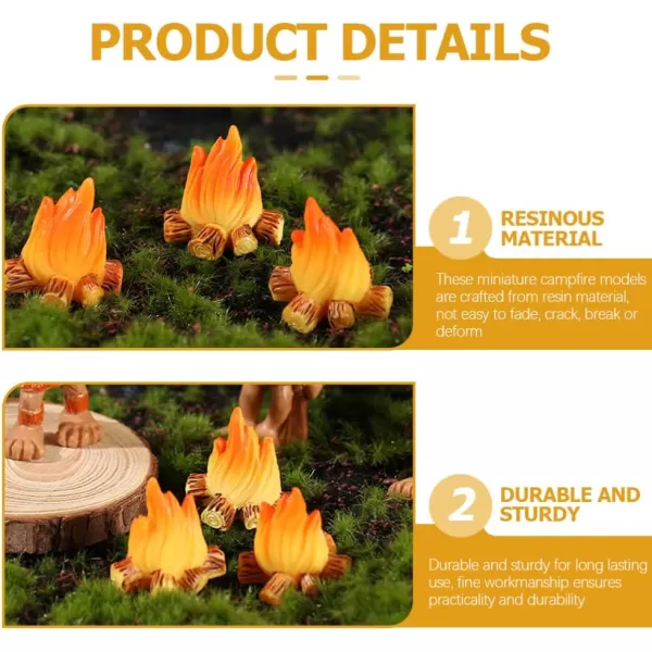 10Pcs Miniature Campfire Dollhouse Fire Ornament Decor Model Fire Model Handicraft Fake Fire Pretend Toy Resin Bonfire Model Miniature Decoration