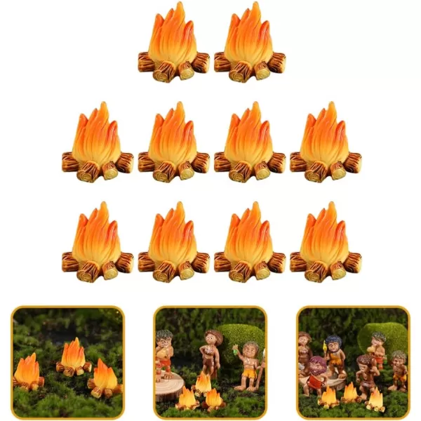 10Pcs Miniature Campfire Dollhouse Fire Ornament Decor Model Fire Model Handicraft Fake Fire Pretend Toy Resin Bonfire Model Miniature Decoration