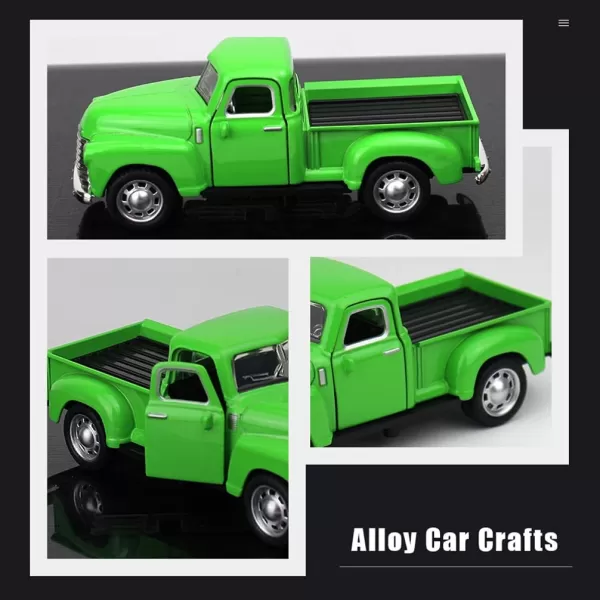 Diecast Model Cars Toy Alloy Stepside Pickup Truck Model Collection Metal Classic Vintage Old Fashioned Tabletop Truck Figurine Decoration for Home Car Office Kids Sky BlueGreen