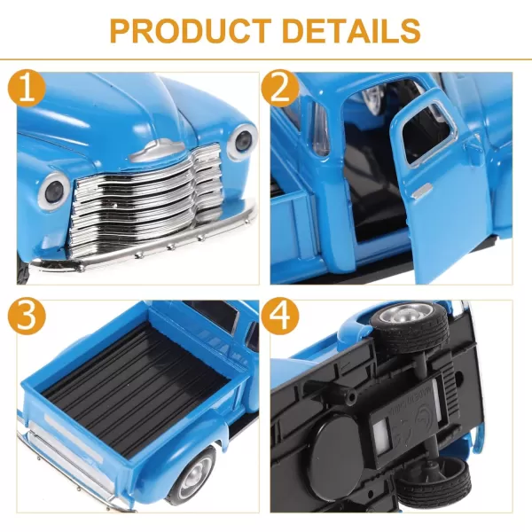 Diecast Model Cars Toy Alloy Stepside Pickup Truck Model Collection Metal Classic Vintage Old Fashioned Tabletop Truck Figurine Decoration for Home Car Office Kids Sky BlueSkyblue