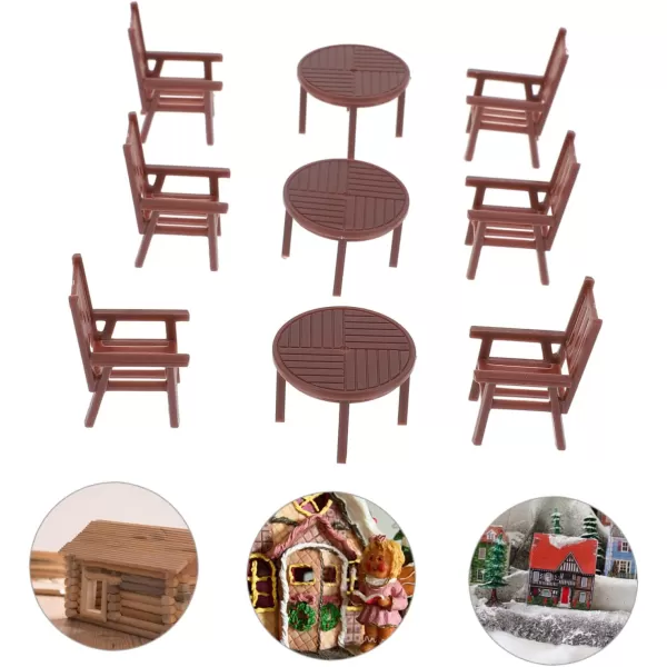 Toyvian 3 Sets Mini Table and Chairs Dinning Table Set Kids Table Set Kids Furniture Mini Table Chair Model Kids Mini Toys Miniature Table and Chairs Kids Plaything Mini Table Chair Set