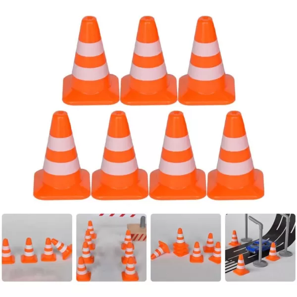 Toyvian 7pcs Miniature Traffic Cones Traffic Signs Mini Traffic Signs Roadblock Cone Pretend Play Toys for Sand Table Engineering ConstructionOrange 14pcs