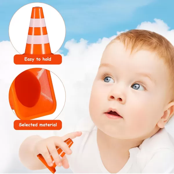 Toyvian 7pcs Miniature Traffic Cones Traffic Signs Mini Traffic Signs Roadblock Cone Pretend Play Toys for Sand Table Engineering ConstructionOrange