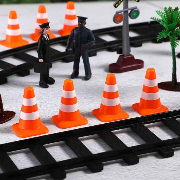 Toyvian 7pcs Miniature Traffic Cones Traffic Signs Mini Traffic Signs Roadblock Cone Pretend Play Toys for Sand Table Engineering ConstructionOrange 7