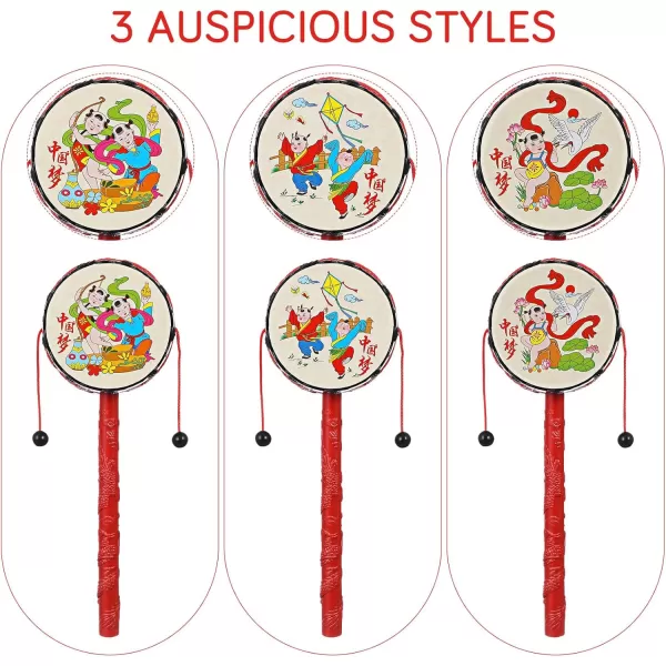 Toyvian 9 pcs Monkey Drum Hand Rattle Drum Drum Percussion Instrument Twist Drum Educational Hand Drum Random Pattern