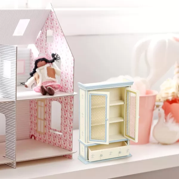 Toyvian Miniature Bookshelf Cabinet Model Dollhouse Wooden Bookshelf Mini Wood Drawer Cabinet Tiny Furniture Ornament Dollhouse Decoration Accessories 148cm582inch