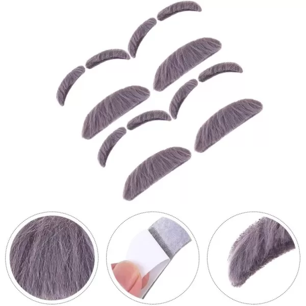 Toyvian Novelty Fake Gray Stickon Mustache Eyebrows Novelty Old Man Costume Dress Up Accessories 100th Day of School Costume Grandpa Old Man Dress Up Accessories 4 Sets