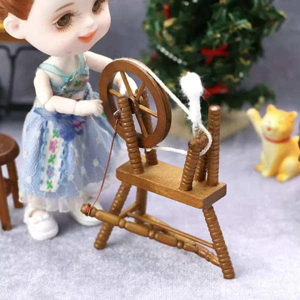 Toyvian Reeling Machine Miniature Mini Spinning Wheel Model Reeling Machine Figurine Dollhouse Furniture Decoration Fairy Garden Landscape Supplies