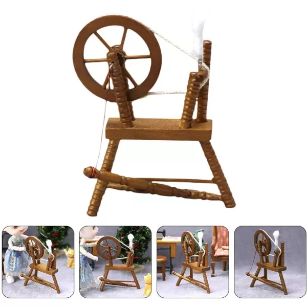 Toyvian Reeling Machine Miniature Mini Spinning Wheel Model Reeling Machine Figurine Dollhouse Furniture Decoration Fairy Garden Landscape Supplies