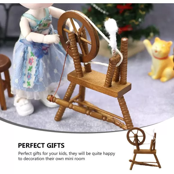 Toyvian Reeling Machine Miniature Mini Spinning Wheel Model Reeling Machine Figurine Dollhouse Furniture Decoration Fairy Garden Landscape Supplies