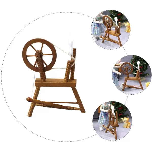 Toyvian Reeling Machine Miniature Mini Spinning Wheel Model Reeling Machine Figurine Dollhouse Furniture Decoration Fairy Garden Landscape Supplies