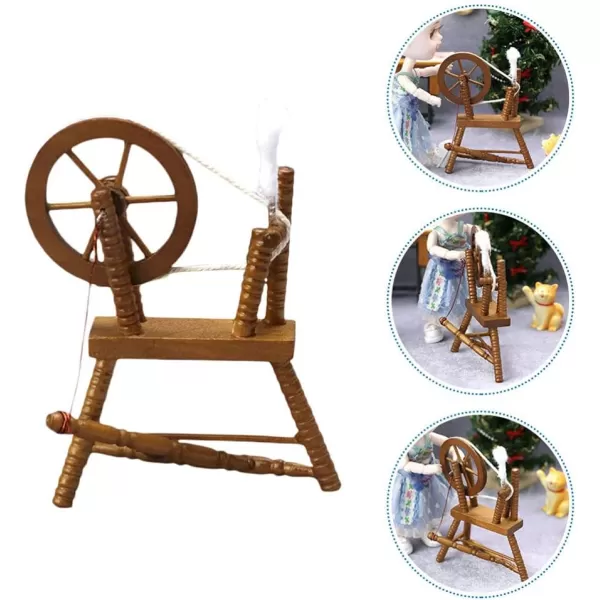 Toyvian Reeling Machine Miniature Mini Spinning Wheel Model Reeling Machine Figurine Dollhouse Furniture Decoration Fairy Garden Landscape Supplies