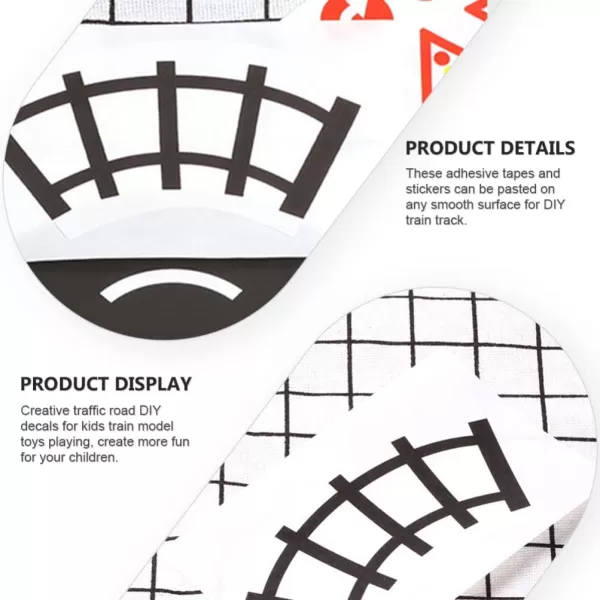 Toyvian Road Car Tape Toy Straight Curve Track Sticker Rolls Traffic Signs DIY Floors and Walls Train Track Model Decals Children Education Toy