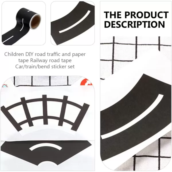 Toyvian Road Car Tape Toy Straight Curve Track Sticker Rolls Traffic Signs DIY Floors and Walls Train Track Model Decals Children Education Toy