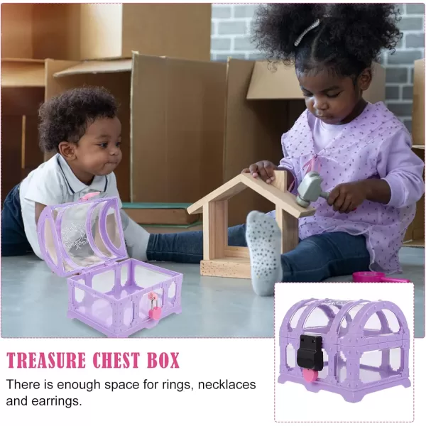 Toyvian Trinket Boxes Girls Jewelry Box with Lock Treasure Chest Shape Storage Case Container for Trinket Gifts Hair Clips purple Rose Jewelry BoxPurple