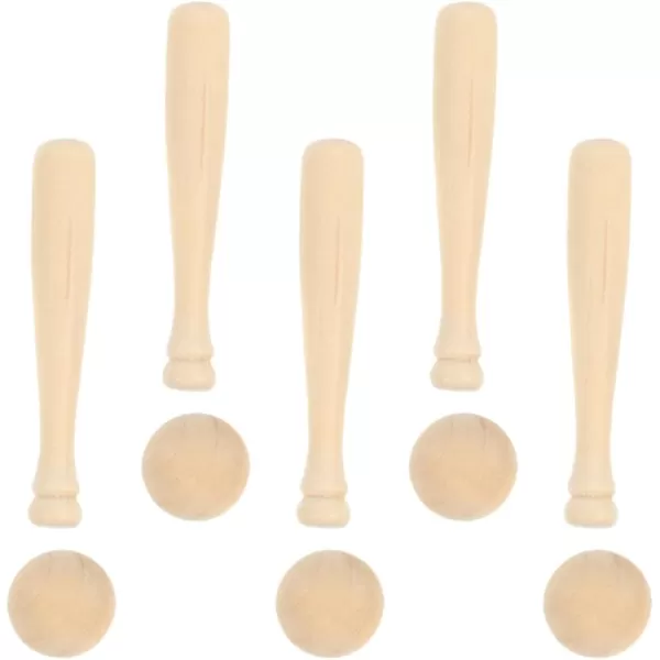 Toyvian Unfinished Mini Wooden Baseball Bats and Balls Unpainted Wood Baseball Bats for Scrapbooking and DIY Craft Projects