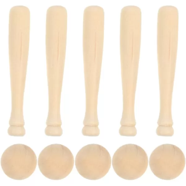 Toyvian Unfinished Mini Wooden Baseball Bats and Balls Unpainted Wood Baseball Bats for Scrapbooking and DIY Craft Projects