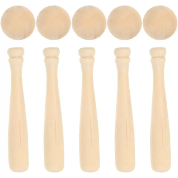 Toyvian Unfinished Mini Wooden Baseball Bats and Balls Unpainted Wood Baseball Bats for Scrapbooking and DIY Craft Projects