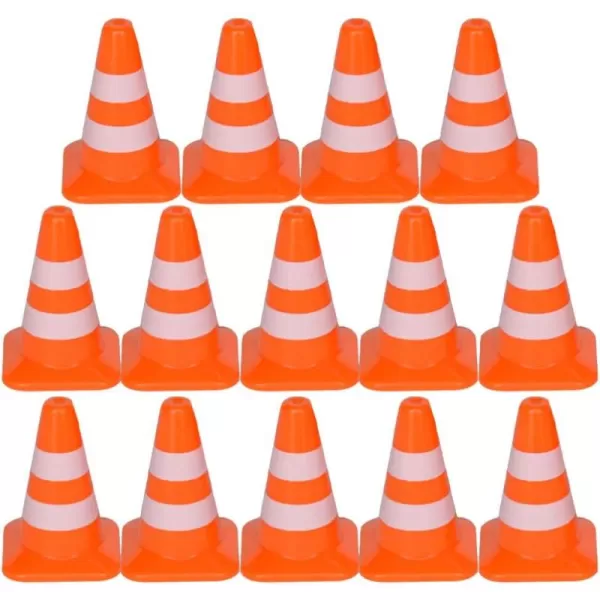 Toyvian 7pcs Miniature Traffic Cones Traffic Signs Mini Traffic Signs Roadblock Cone Pretend Play Toys for Sand Table Engineering ConstructionOrange 14pcs