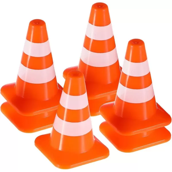 Toyvian 7pcs Miniature Traffic Cones Traffic Signs Mini Traffic Signs Roadblock Cone Pretend Play Toys for Sand Table Engineering ConstructionOrange