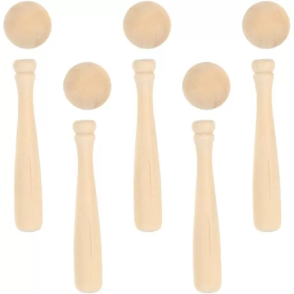 Toyvian Unfinished Mini Wooden Baseball Bats and Balls Unpainted Wood Baseball Bats for Scrapbooking and DIY Craft Projects