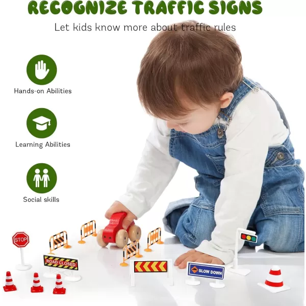 1Set Play Traffic Signs Street Road Signs Playset for Car ampamp Train Set for Kids Kids Road Signs Toy Traffic Cones Mini Roadblocks Toyset Educational Toys