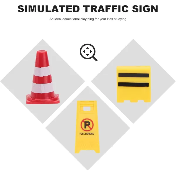 1Set Play Traffic Signs Street Road Signs Playset for Car ampamp Train Set for Kids Kids Road Signs Toy Traffic Cones Mini Roadblocks Toyset Educational Toys