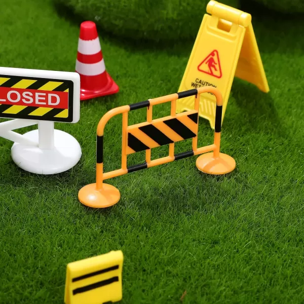 1Set Play Traffic Signs Street Road Signs Playset for Car ampamp Train Set for Kids Kids Road Signs Toy Traffic Cones Mini Roadblocks Toyset Educational Toys