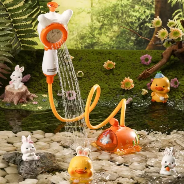 Bath Toy Submarine Spray Station Battery Operated Water Pump with Hand Shower Head Cartoon Carrot Bathtub Toy for Purple Bathroom Accessories