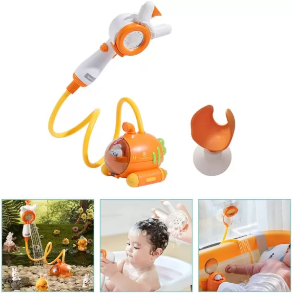 Bath Toy Submarine Spray Station Battery Operated Water Pump with Hand Shower Head Cartoon Carrot Bathtub Toy for Purple Bathroom Accessories