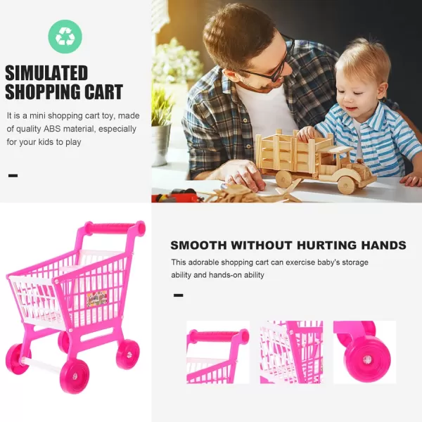 Mini Shopping Cart Supermarket Handcart Shopping Utility Cart Trolley Storage Toy Pretend Play Toys Pen Pencil Holder Organizers for Children PinkPink