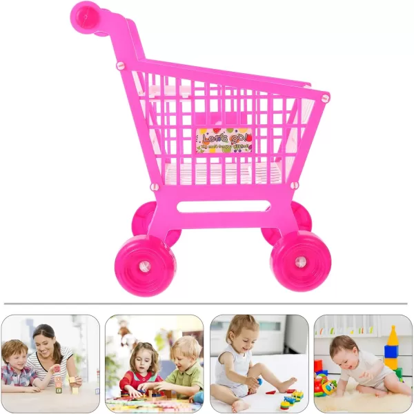 Mini Shopping Cart Supermarket Handcart Shopping Utility Cart Trolley Storage Toy Pretend Play Toys Pen Pencil Holder Organizers for Children PinkPink