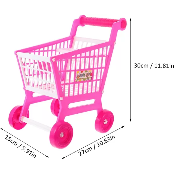 Mini Shopping Cart Supermarket Handcart Shopping Utility Cart Trolley Storage Toy Pretend Play Toys Pen Pencil Holder Organizers for Children PinkPink