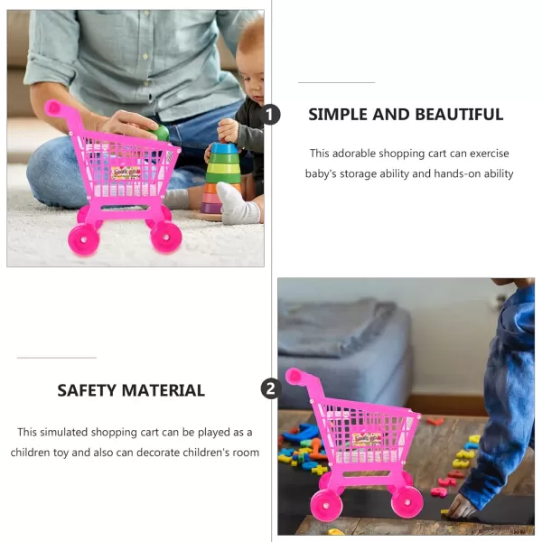 Mini Shopping Cart Supermarket Handcart Shopping Utility Cart Trolley Storage Toy Pretend Play Toys Pen Pencil Holder Organizers for Children PinkPink