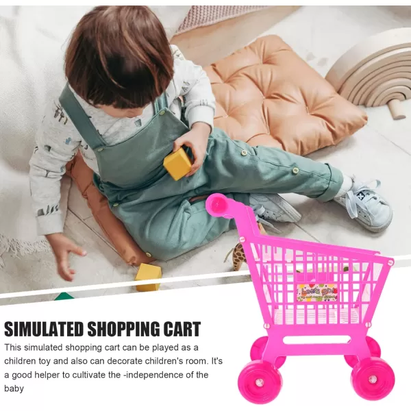 Mini Shopping Cart Supermarket Handcart Shopping Utility Cart Trolley Storage Toy Pretend Play Toys Pen Pencil Holder Organizers for Children PinkPink