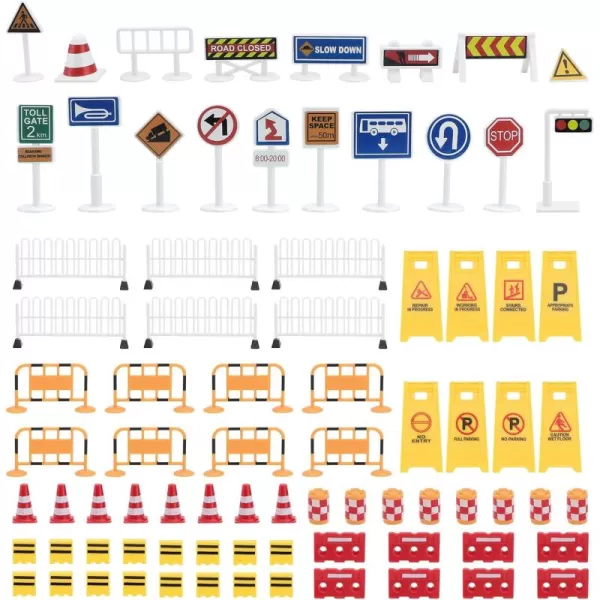 1Set Play Traffic Signs Street Road Signs Playset for Car ampamp Train Set for Kids Kids Road Signs Toy Traffic Cones Mini Roadblocks Toyset Educational Toys